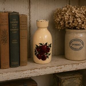 Vintage Home & Garden Party Stoneware Apple Crock Bottle Vase Made in USA
